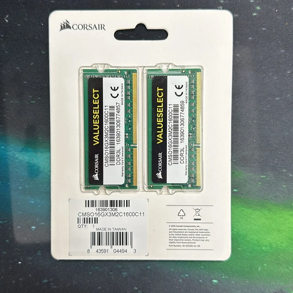Brand new never opened. CORSAIR VALUESELECT DDR3L 8GB 1600MHz 2 pack. - Picture 2 of 2